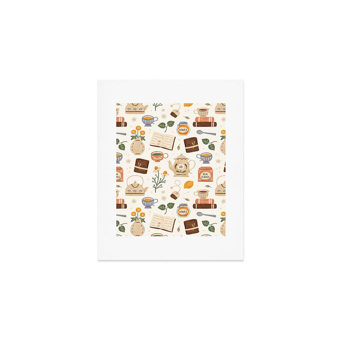 Gouache Books and Tea Art Print Gallery Image 1
