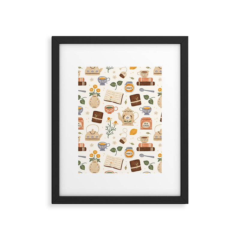 Gouache Books and Tea Framed Art Print Gallery Image 6