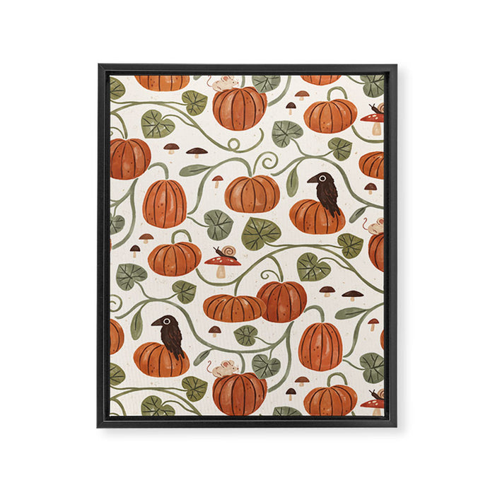 Gouache Pumpkin Patch Framed Canvas Print Gallery Image 1