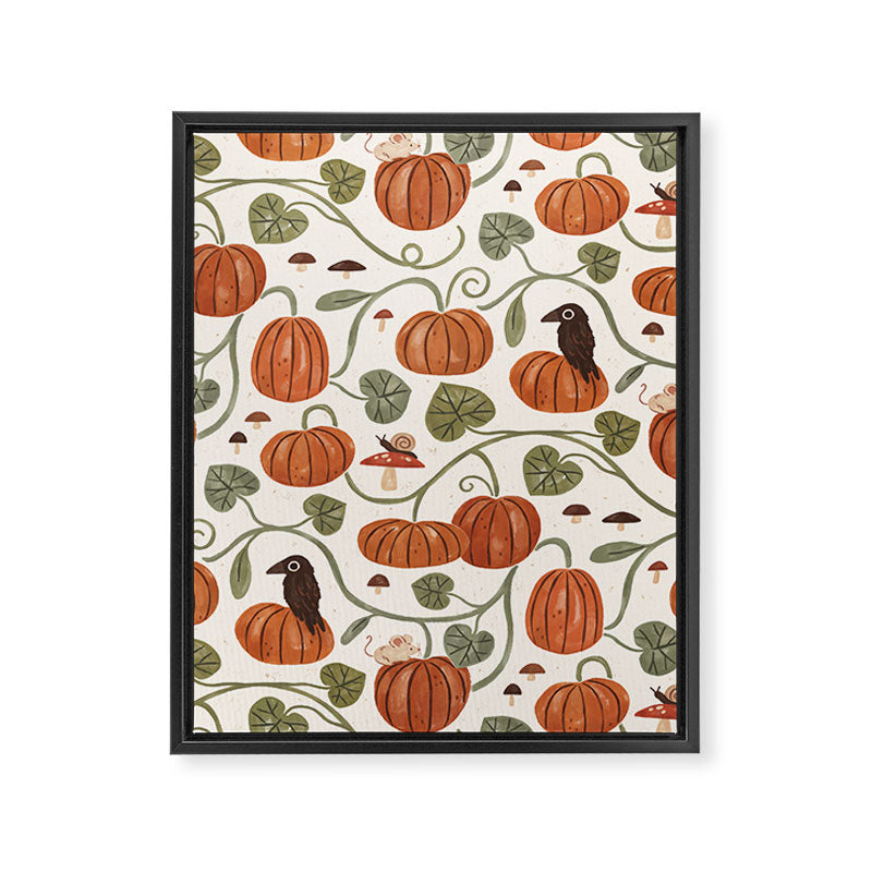 Gouache Pumpkin Patch Framed Canvas Print Gallery Image 8