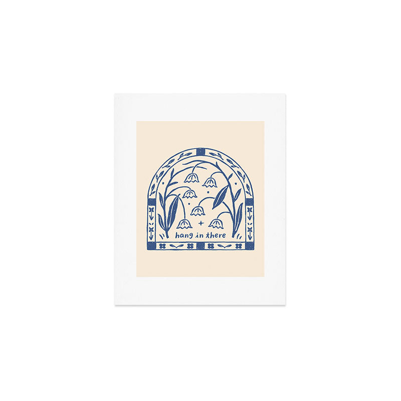 Hang in There - Block Print Bluebells Art Print Gallery Image 1