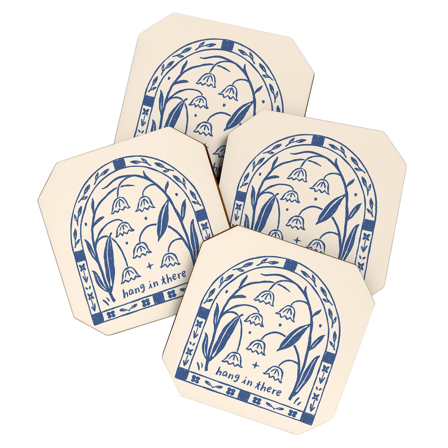Hang in There - Block Print Bluebells Coaster Gallery Image 1