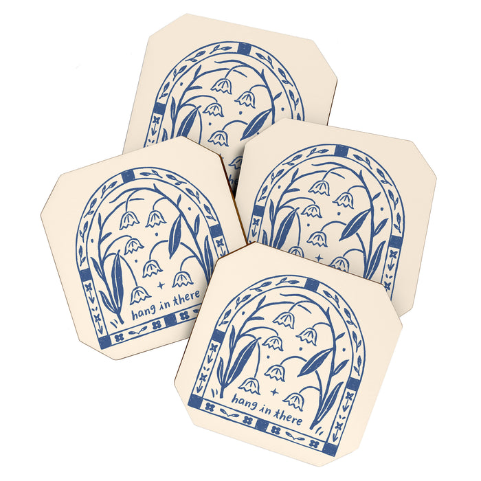 Hang in There - Block Print Bluebells Coaster Gallery Image 1