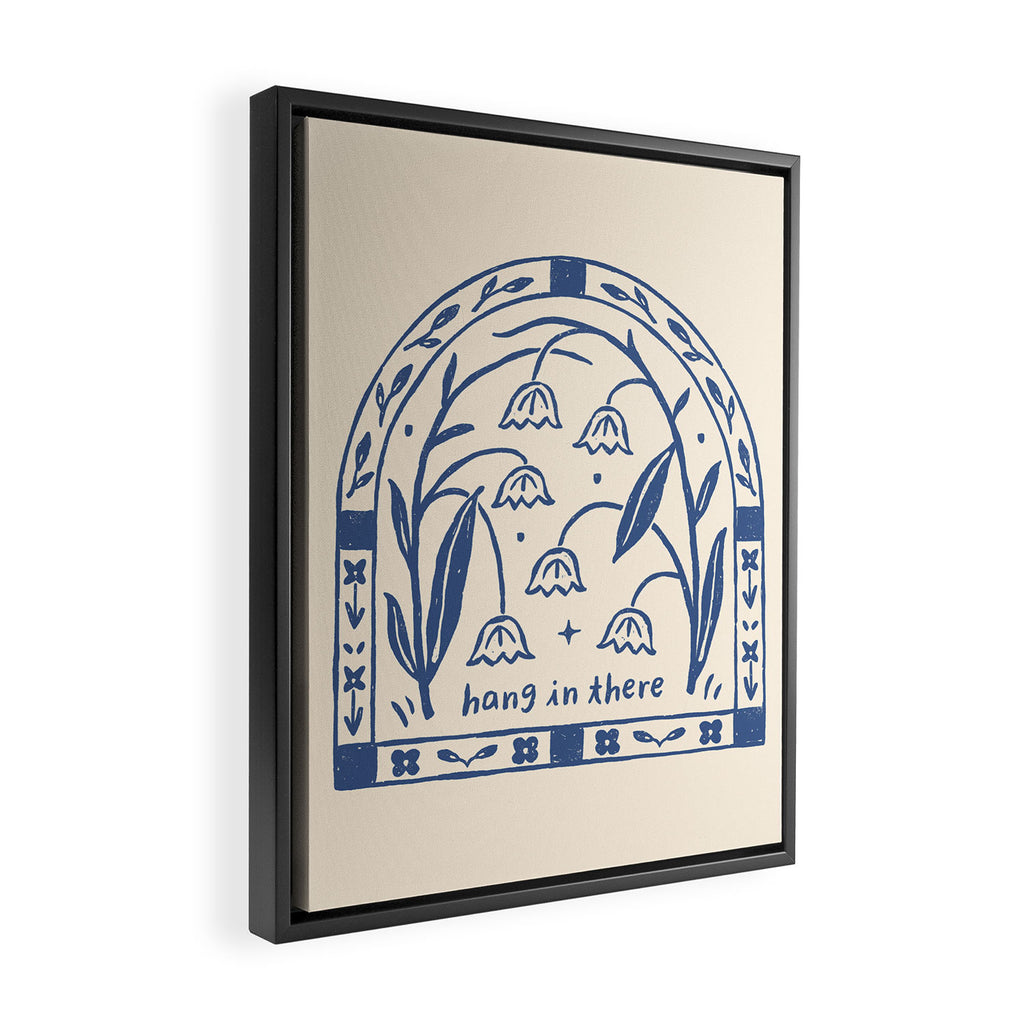 Hang in There - Block Print Bluebells Framed Canvas Print Gallery Image 2