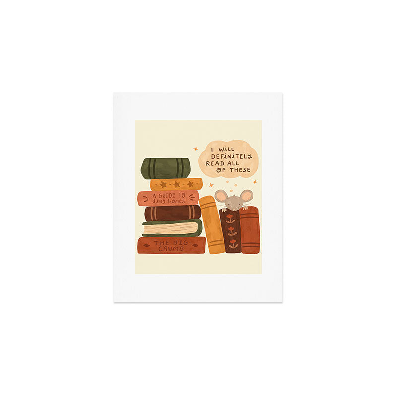 Mouse's Book Pile Art Print Gallery Image 1
