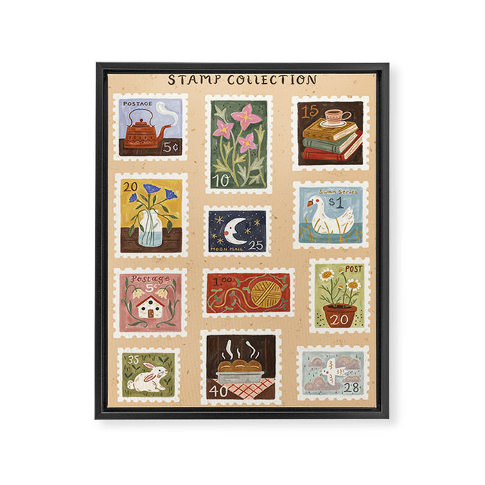 Stamp Collection Framed Canvas Print Gallery Image 1