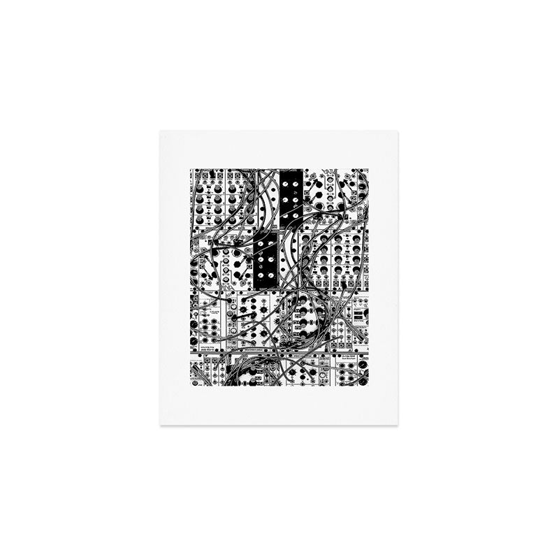analog synthesizer system - modular black and white Art Print Gallery Image 1