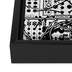 analog synthesizer system - modular black and white Framed Canvas Print Gallery Image 3