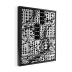 analog synthesizer system - modular black and white Framed Canvas Print Gallery Image 2