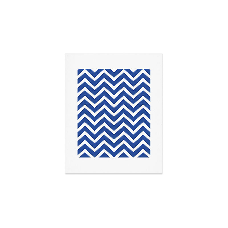 blue, white zig zag pattern design Art Print Gallery Image 1
