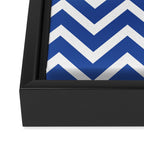 blue, white zig zag pattern design Framed Canvas Print Gallery Image 3