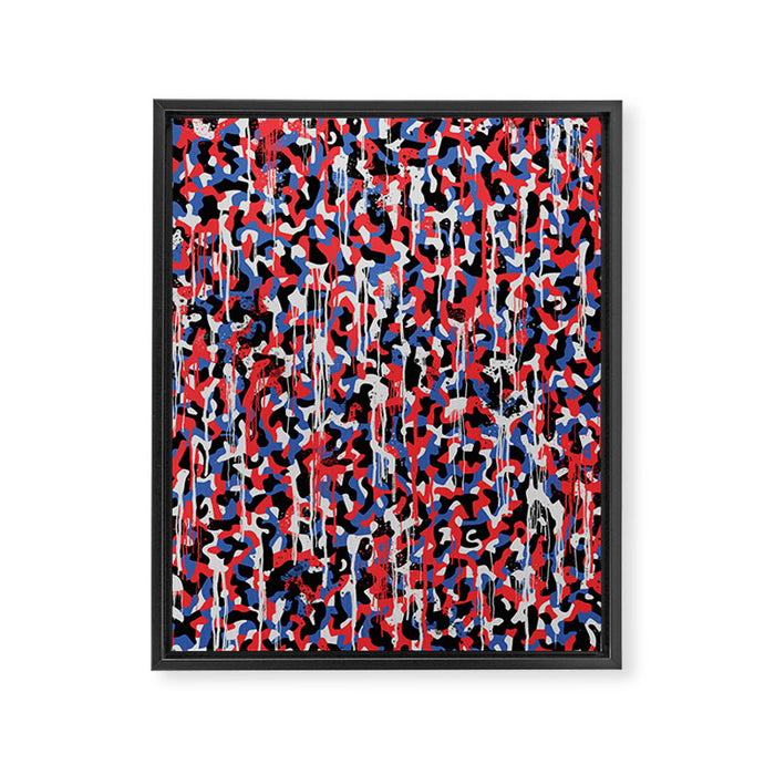 Graffiti style pattern - Berlin subway train seat camouflage design Framed Canvas Print Gallery Image 1