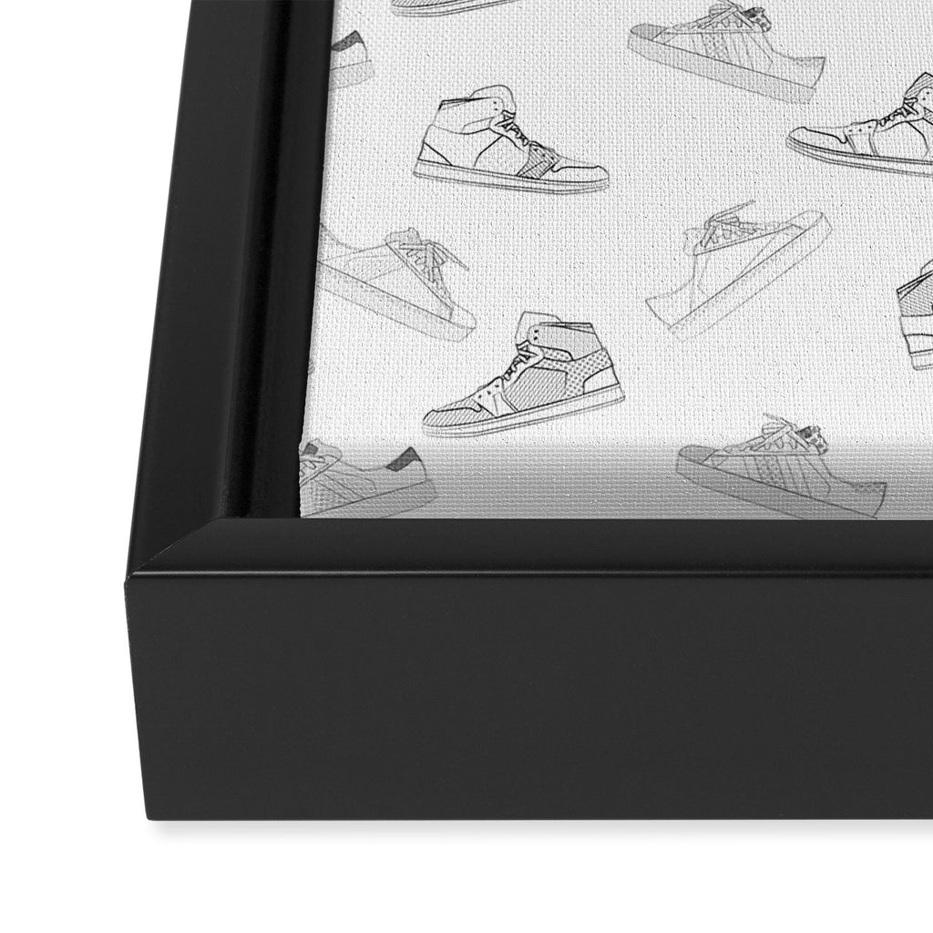 sneaker shoe pattern - retro sneaker illustration design Framed Canvas Print Gallery Image 3