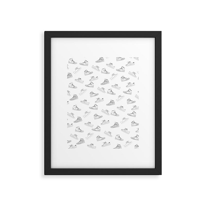 sneaker shoe pattern - retro sneaker illustration design Framed Art Print Gallery Image 5