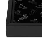 sneaker shoe pattern - white retro sneaker illustration on bla Framed Canvas Print Gallery Image 3