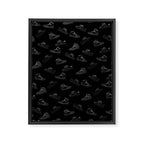 sneaker shoe pattern - white retro sneaker illustration on bla Framed Canvas Print Gallery Image 6