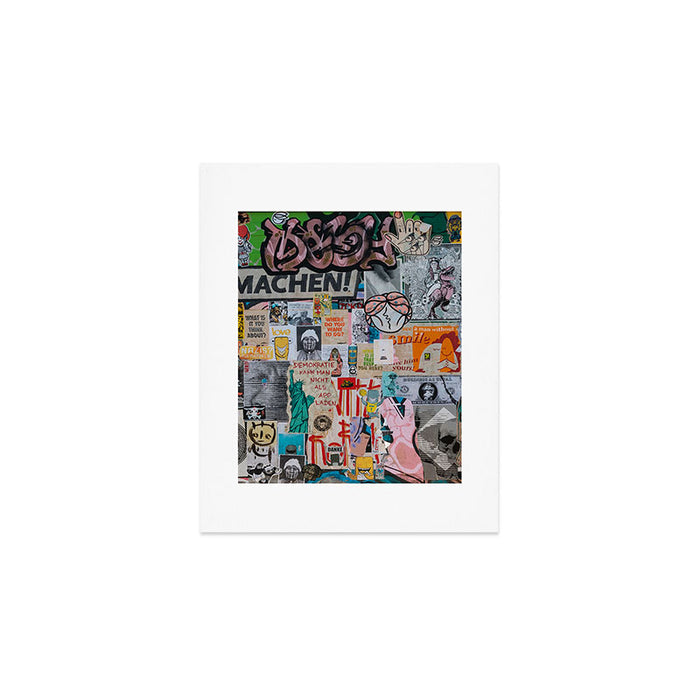 Sticker and graffiti wall background 2 - Berlin street art photography Art Print Gallery Image 1