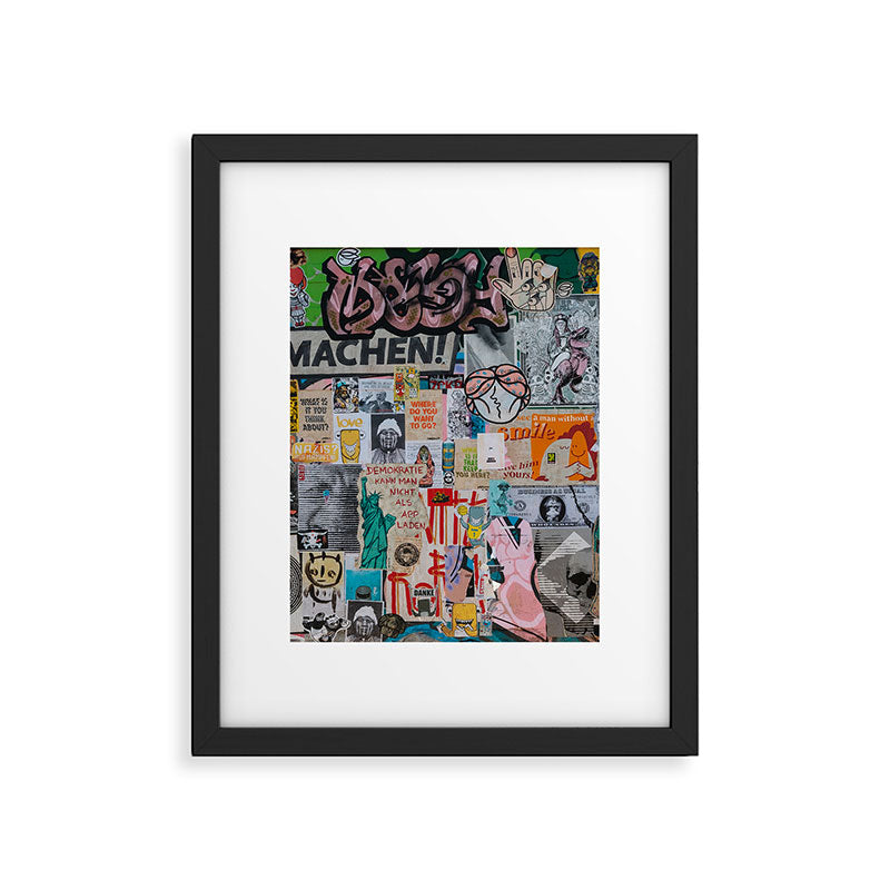 Sticker and graffiti wall background 2 - Berlin street art photography Framed Art Print Gallery Image 5