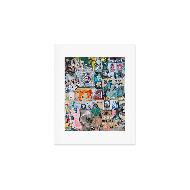 Sticker and graffiti wall background 6 - Berlin street art photography Art Print Gallery Image 1