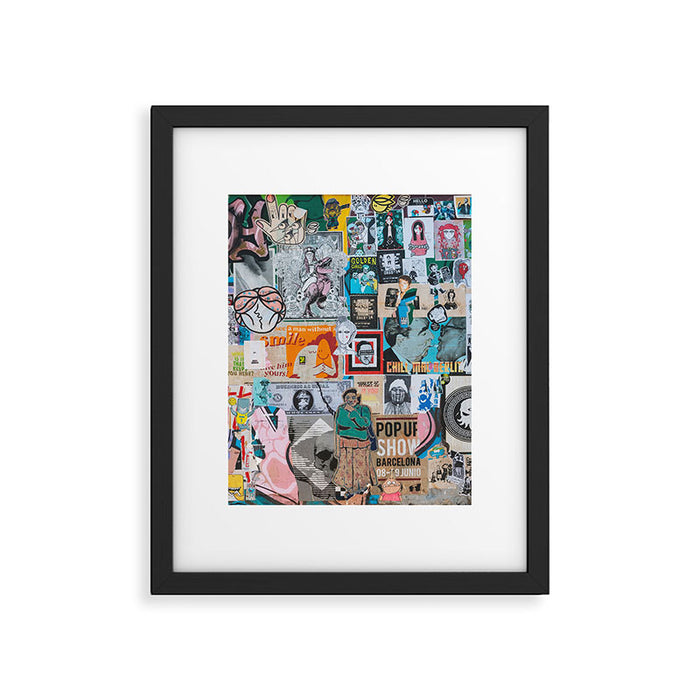 Sticker and graffiti wall background 6 - Berlin street art photography Framed Art Print Gallery Image 1