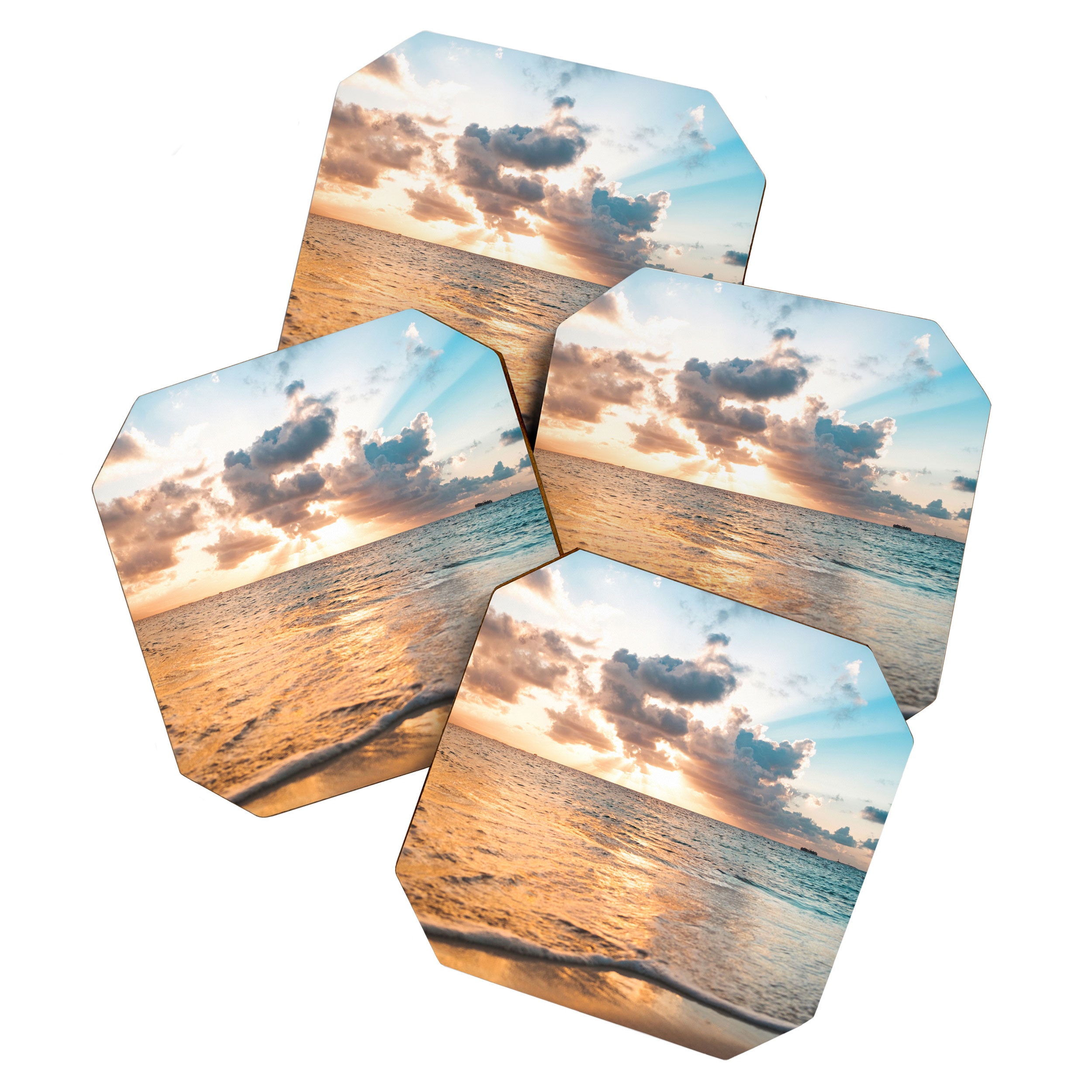 sunset sky over ocean - beach with sunset sky horizon Coaster Gallery Image 1