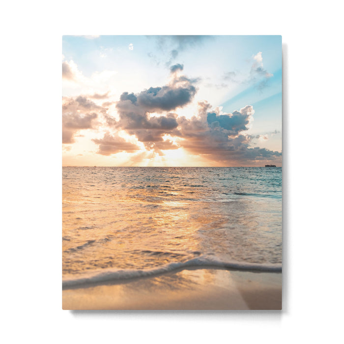 sunset sky over ocean - beach with sunset sky horizon Metal Print Gallery Image 1