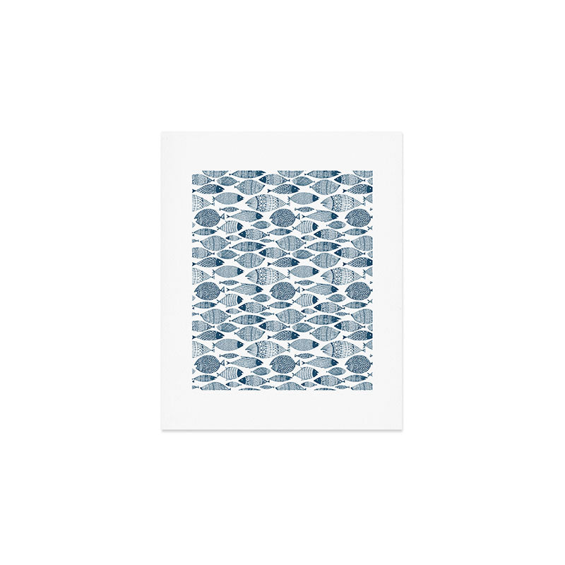 Blue Fish White Art Print Gallery Image 1