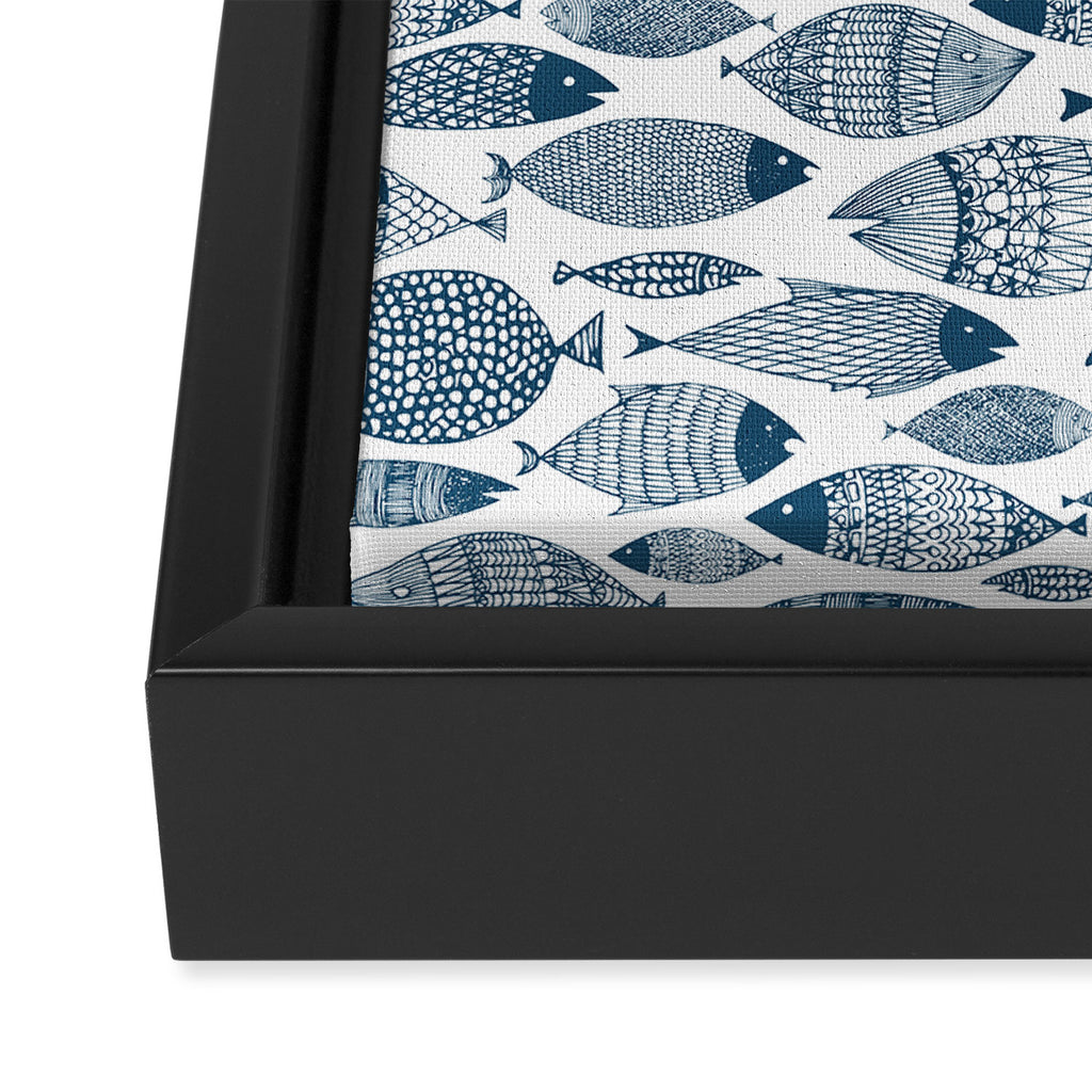 Blue Fish White Framed Canvas Print Gallery Image 3