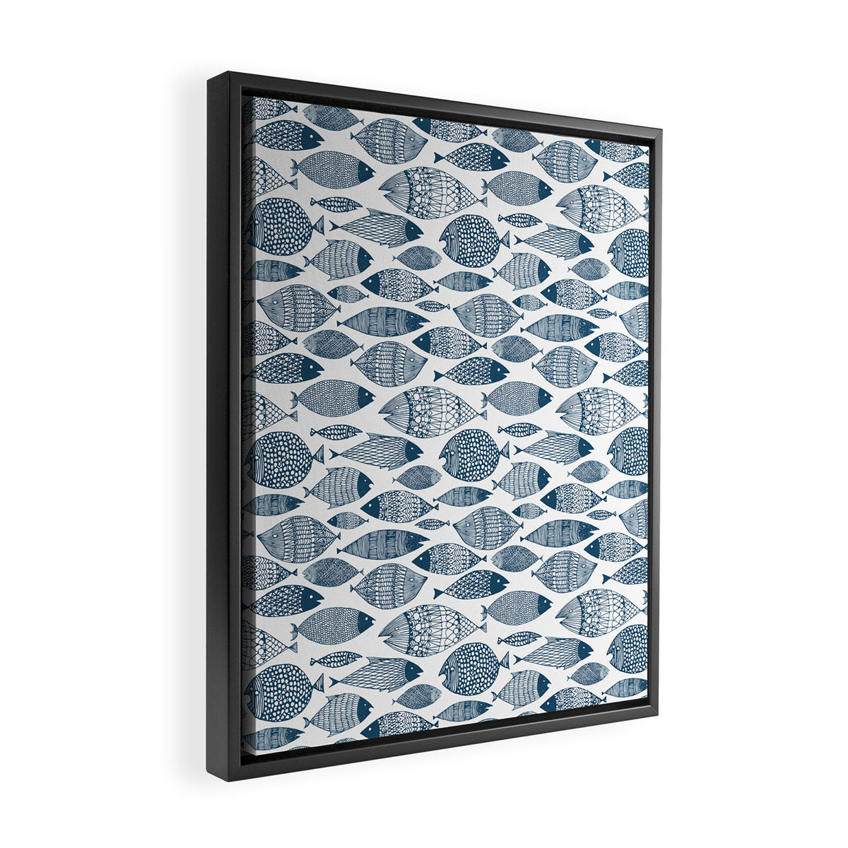 Blue Fish White Framed Canvas Print Gallery Image 2