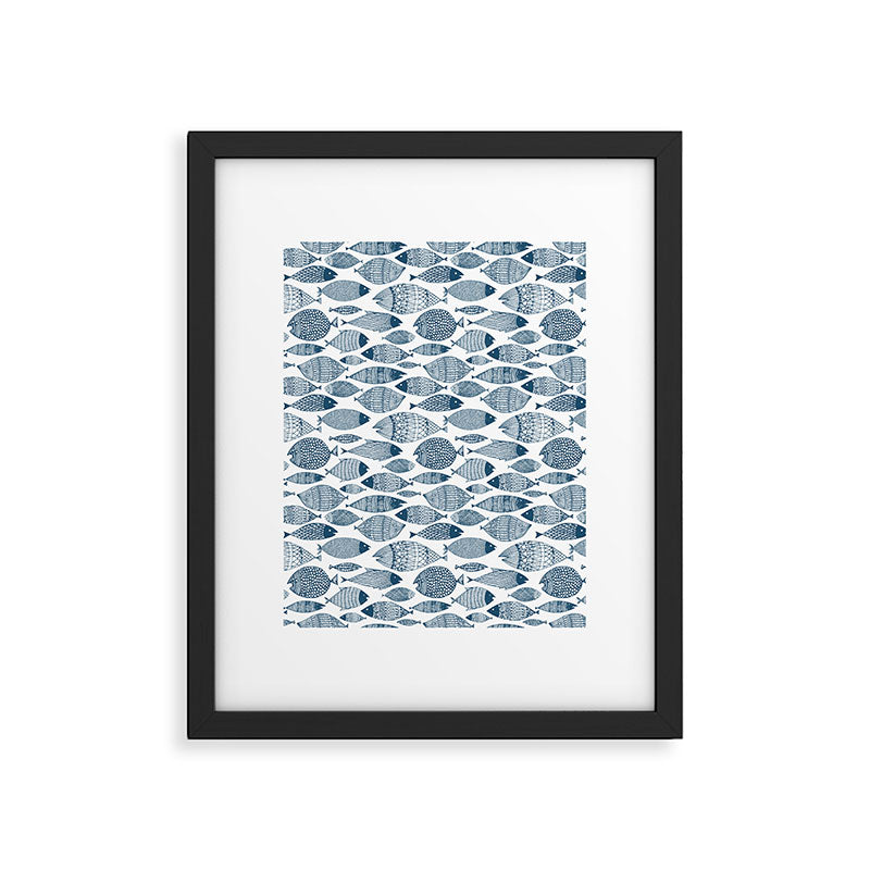 Blue Fish White Framed Art Print Gallery Image 6