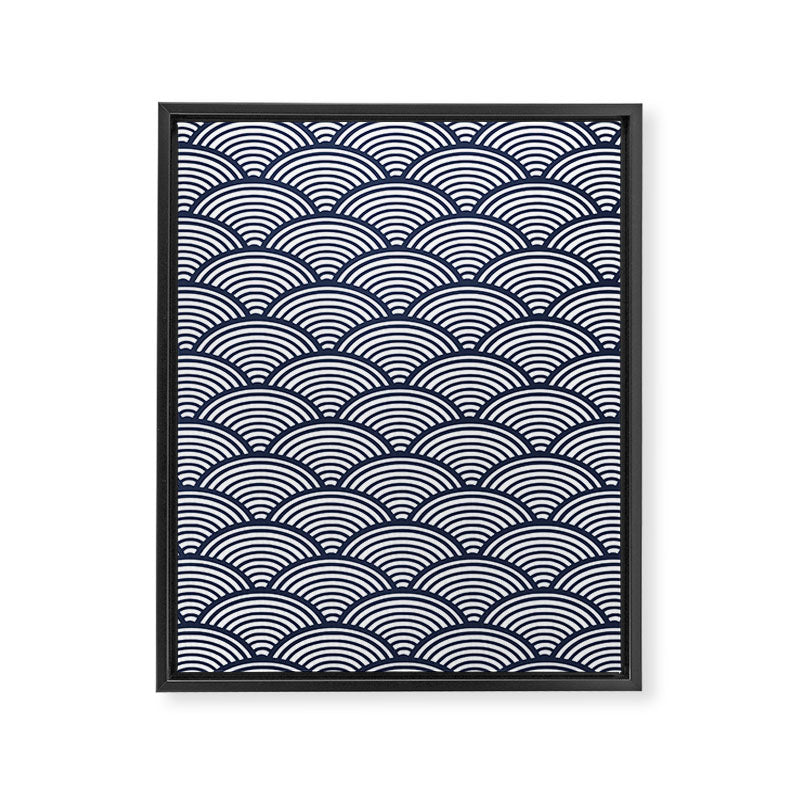 Japanese Waves Navy Framed Canvas Print Gallery Image 8