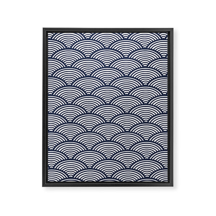 Japanese Waves Navy Framed Canvas Print Gallery Image 1