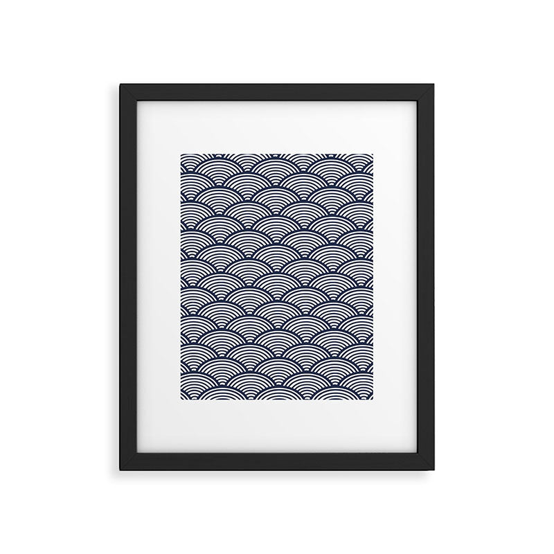 Japanese Waves Navy Framed Art Print Gallery Image 6