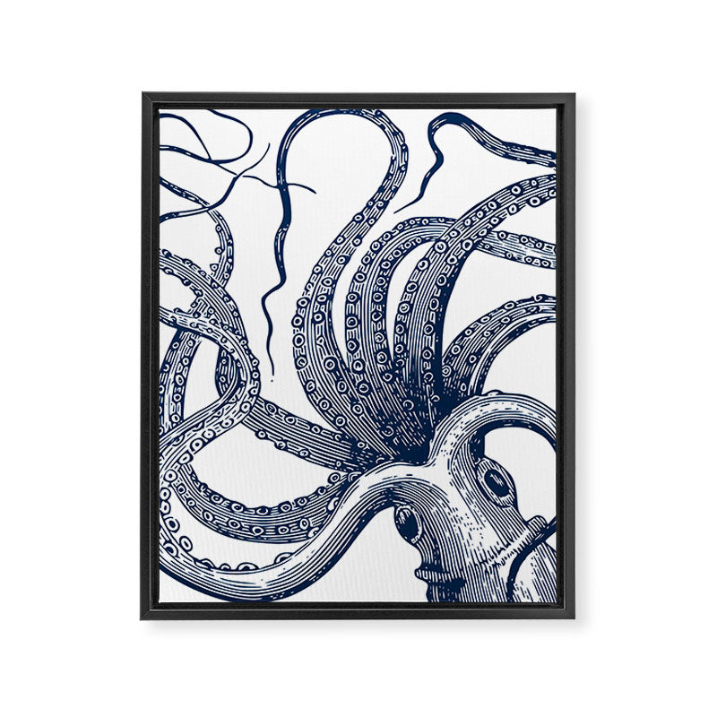 Octopus Navy Framed Canvas Print Gallery Image 8