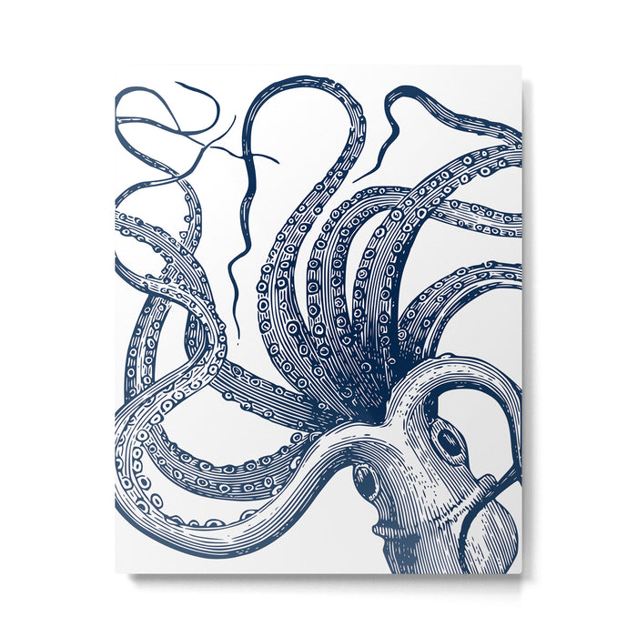 Octopus Navy Metal Print Gallery Image 1