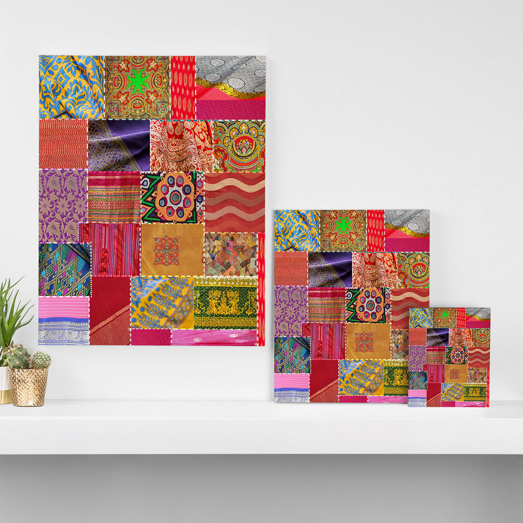 Boho Sari Patchwork Quilt Canvas Print Gallery Image 3
