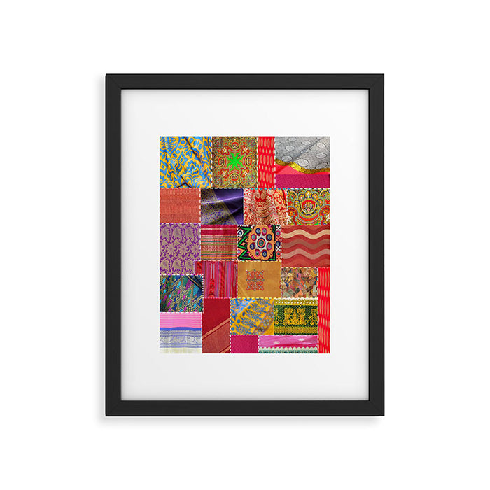 Boho Sari Patchwork Quilt Framed Art Print Gallery Image 1