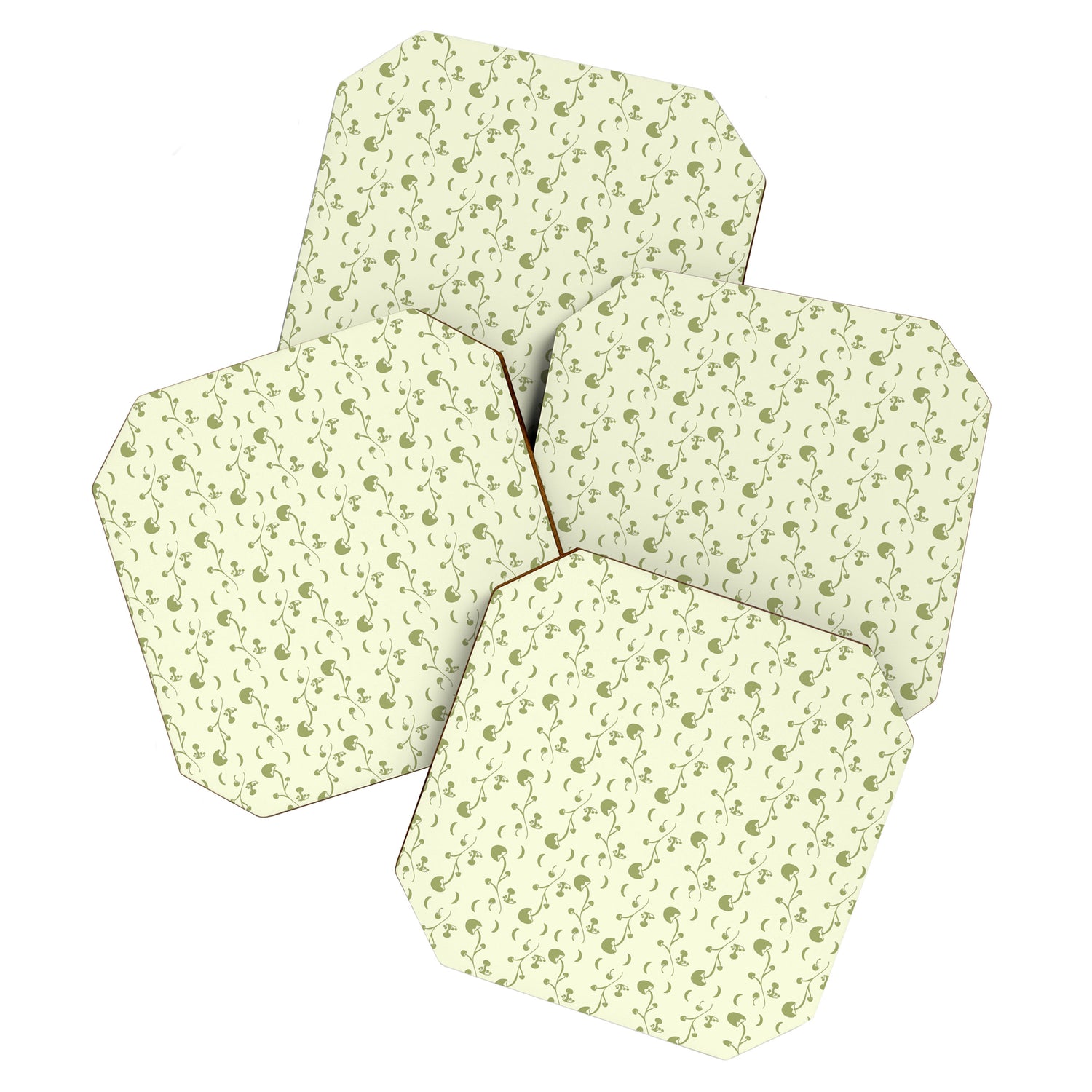 Delicate Mushrooms Night Magick Fungi Green Coaster Gallery Image 1