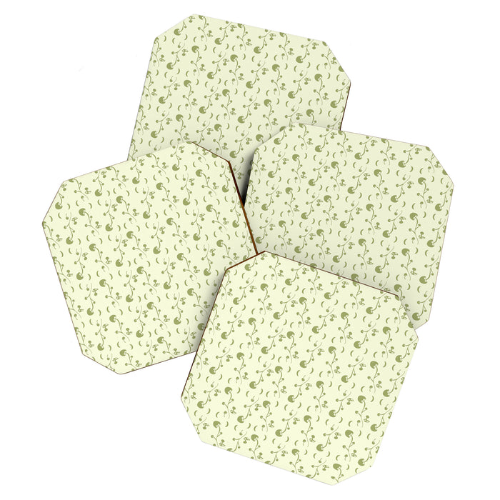 Delicate Mushrooms Night Magick Fungi Green Coaster Gallery Image 1