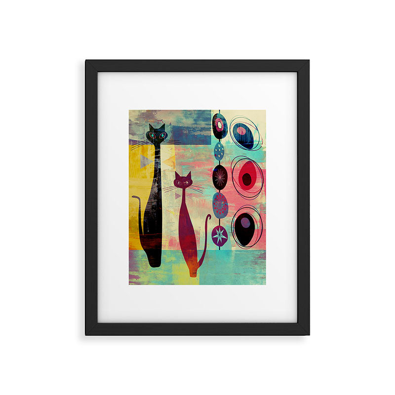 Mid-Century Modern 2 Cats - Graffiti Style Framed Art Print Gallery Image 4