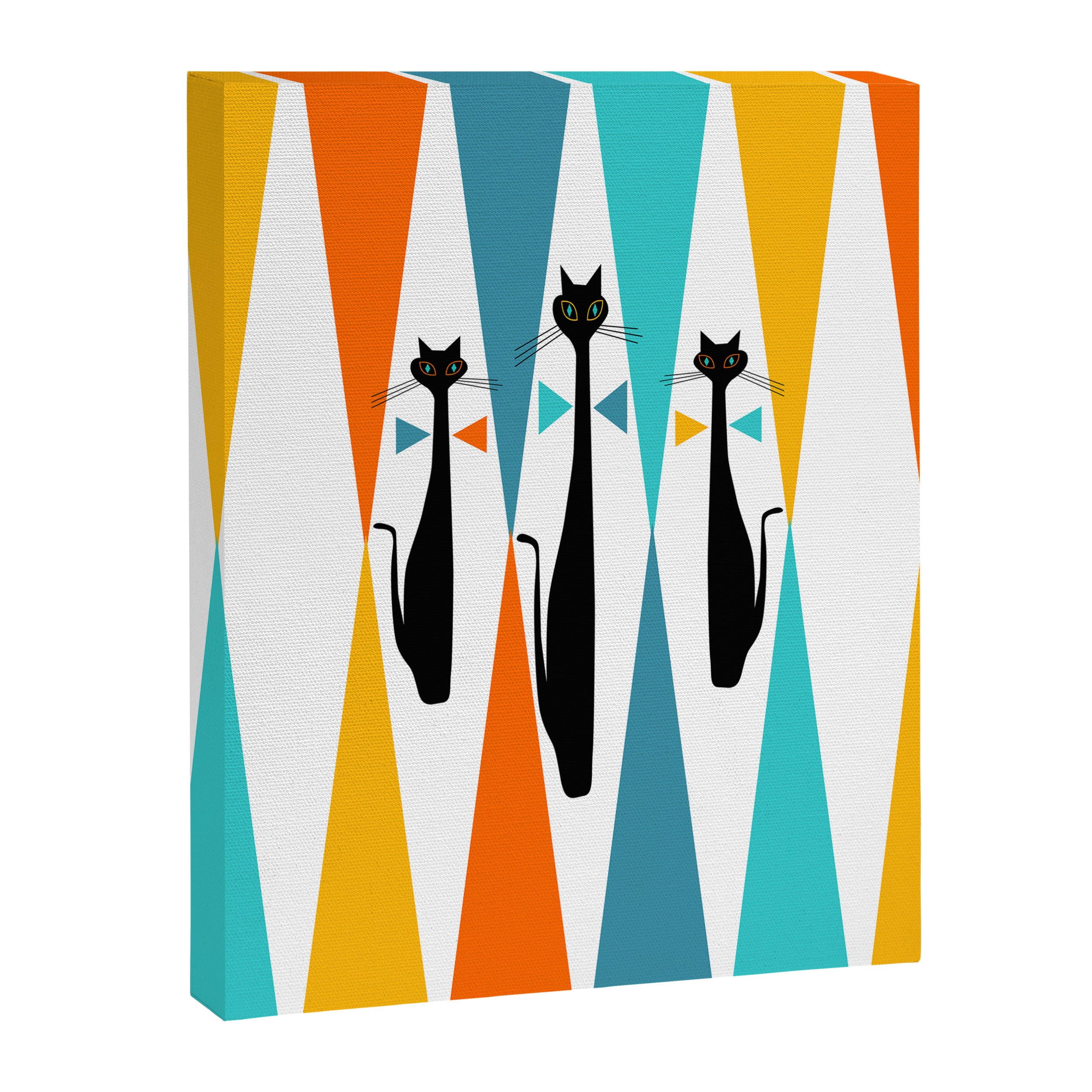 MidCentury Modern Art 10 Jester Cats Canvas Print Gallery Image 3