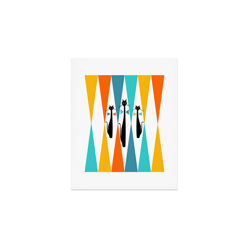 MidCentury Modern Art 10 Jester Cats Art Print Gallery Image 1