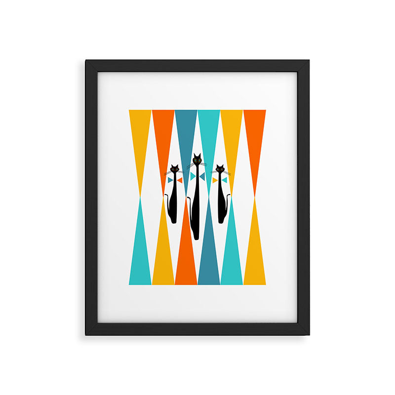 MidCentury Modern Art 10 Jester Cats Framed Art Print Gallery Image 6