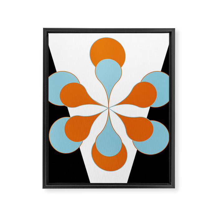 Mid-Century Modern Art 1.4 Aqua Orange Flower Framed Canvas Print Gallery Image 1
