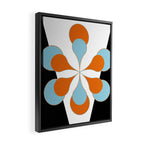 Mid-Century Modern Art 1.4 Aqua Orange Flower Framed Canvas Print Gallery Image 2
