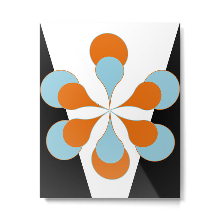 Mid-Century Modern Art 1.4 Aqua Orange Flower Metal Print Gallery Image 1