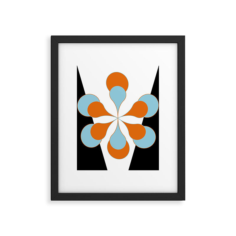 Mid-Century Modern Art 1.4 Aqua Orange Flower Framed Art Print Gallery Image 4