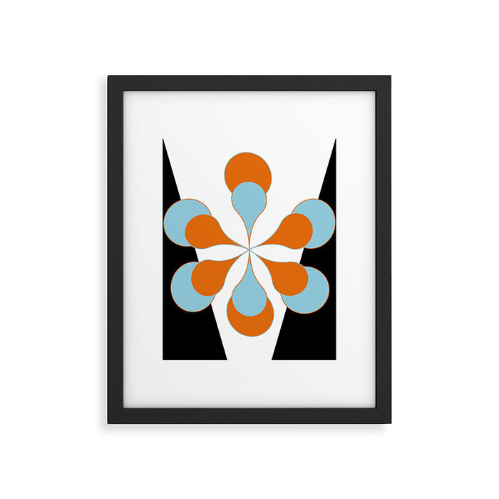 Mid-Century Modern Art 1.4 Aqua Orange Flower Framed Art Print Gallery Image 1