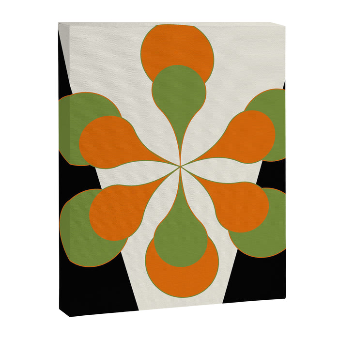Mid-Century Modern Art 1.4 - Green & Orange Flower Canvas Print Gallery Image 1