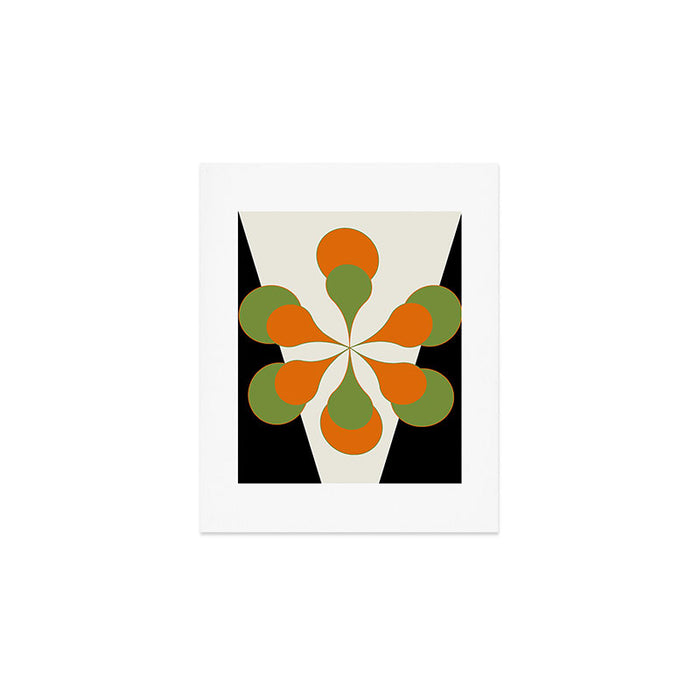 Mid-Century Modern Art 1.4 - Green & Orange Flower Art Print Gallery Image 1